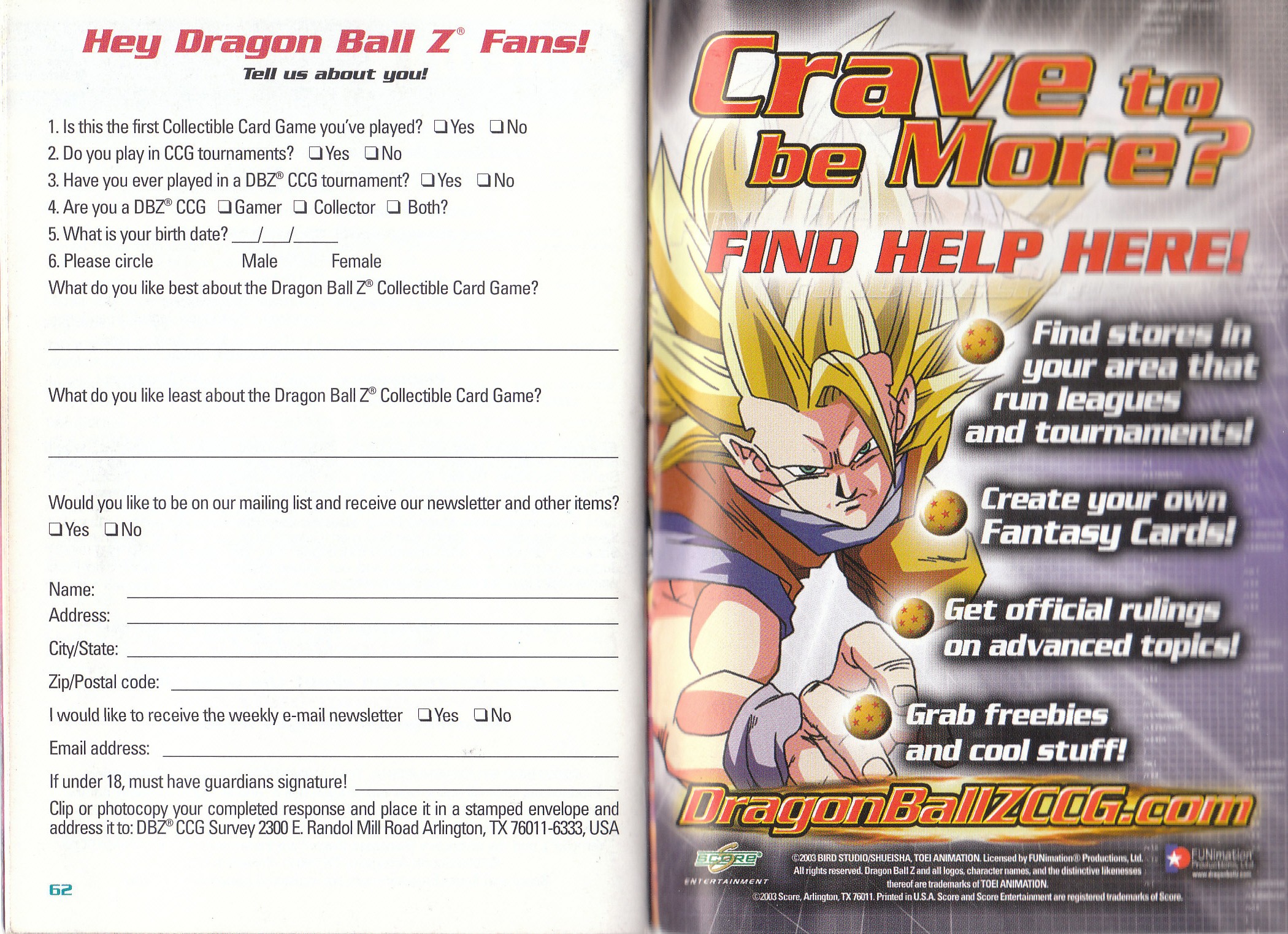 Panini America Dragon Ball Z TCG Rulebook - RetroDBZccg