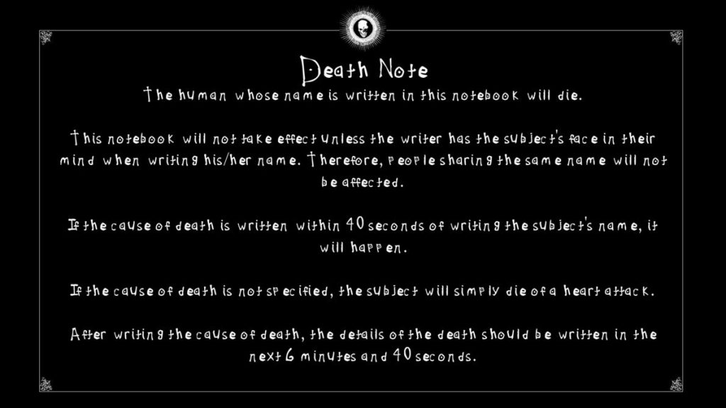 all the death note rules